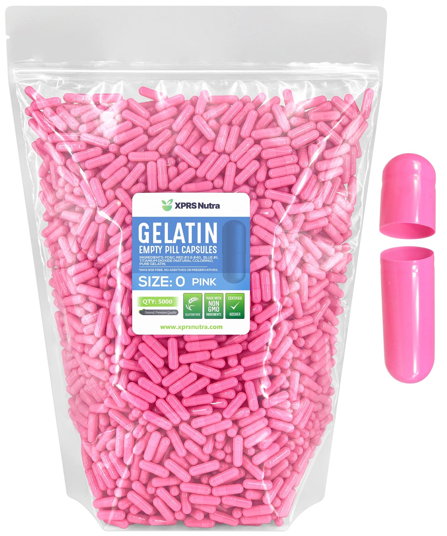 XPRS Nutra Size 0 Empty Gelatin Capsules, 5000 Count