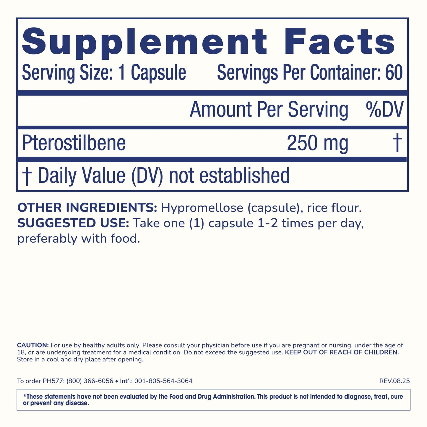 ProHealth Pterostilbene Supplement (250mg), 60 Capsules