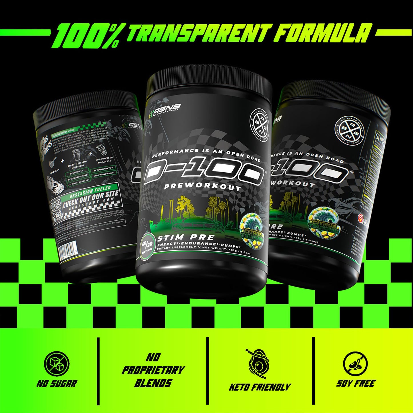All Gas No Brakes Supplements 0-100 Pre Workout Powder, 16 Servings