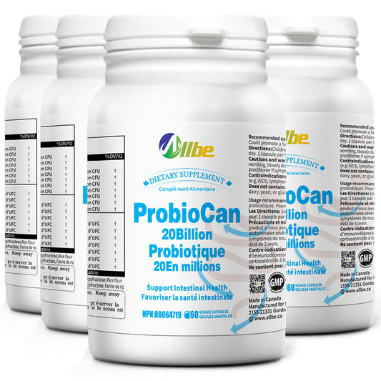 Allbe Probiocan 20 Billion CFU Probiotics for Digestive Health, 7 Strains for Women, Capsule, 240 Count