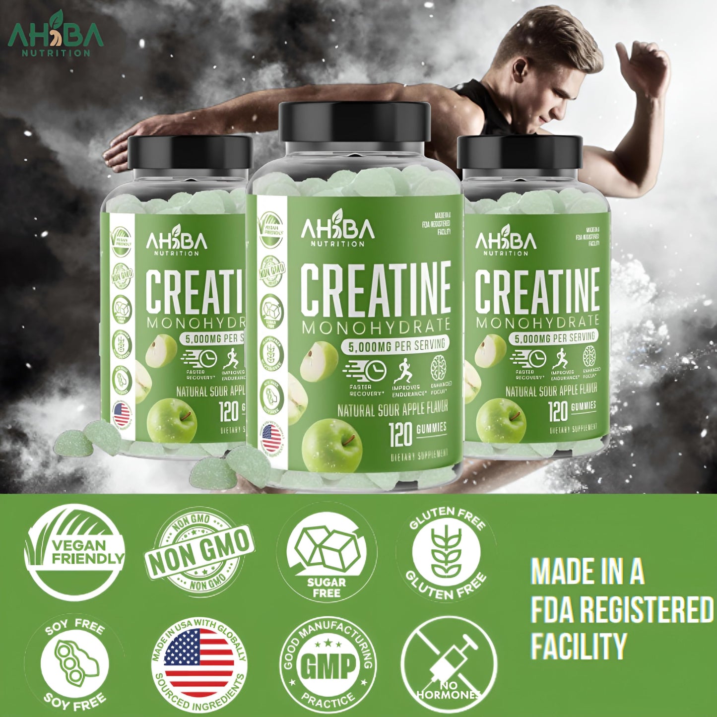 Ahiba Nutrition Creatine Monohydrate Gummies 120 Count