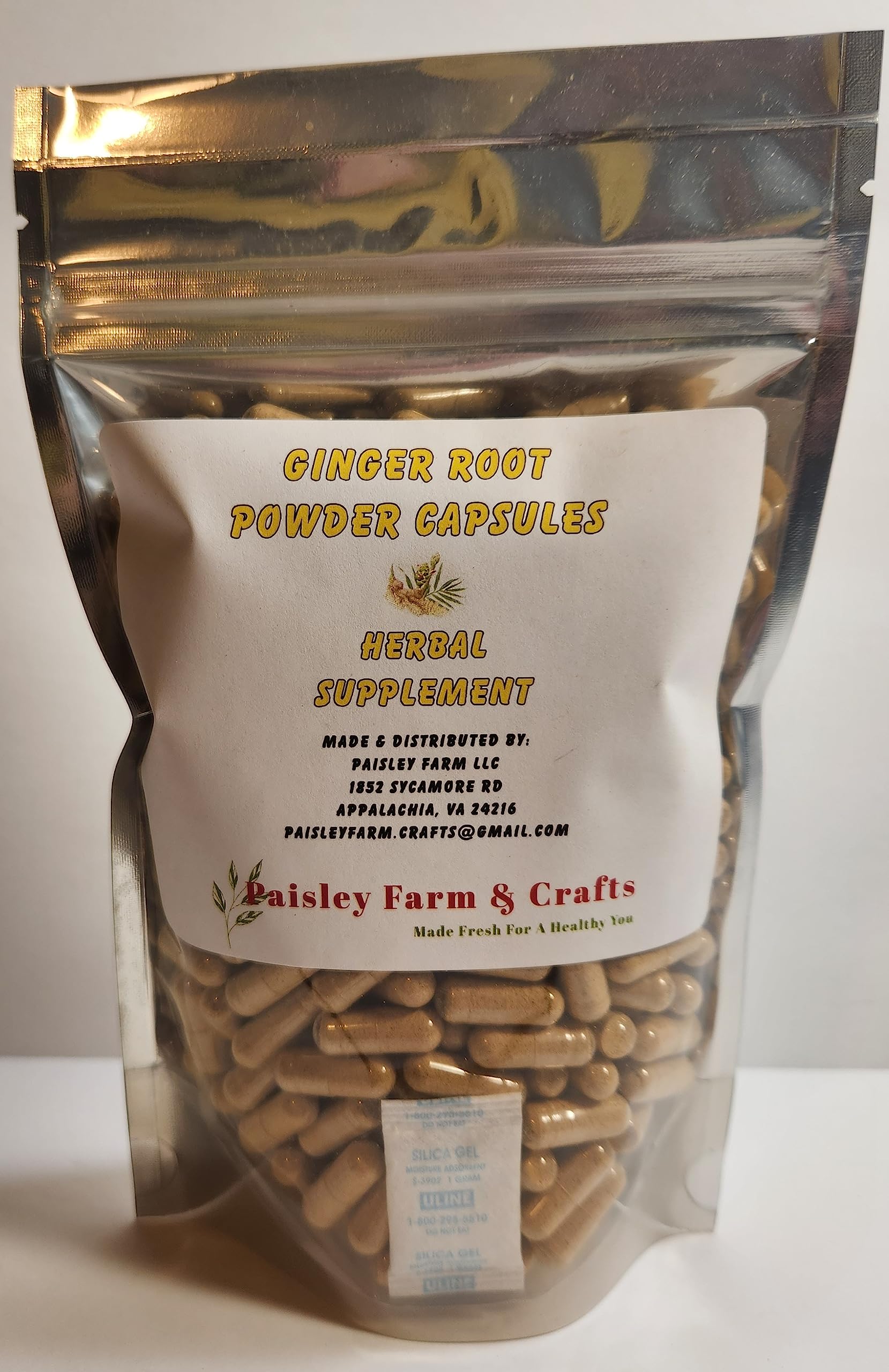 Paisley Farm and Crafts Ginger Root Moringa Leaf and Seed, 300 Capsules