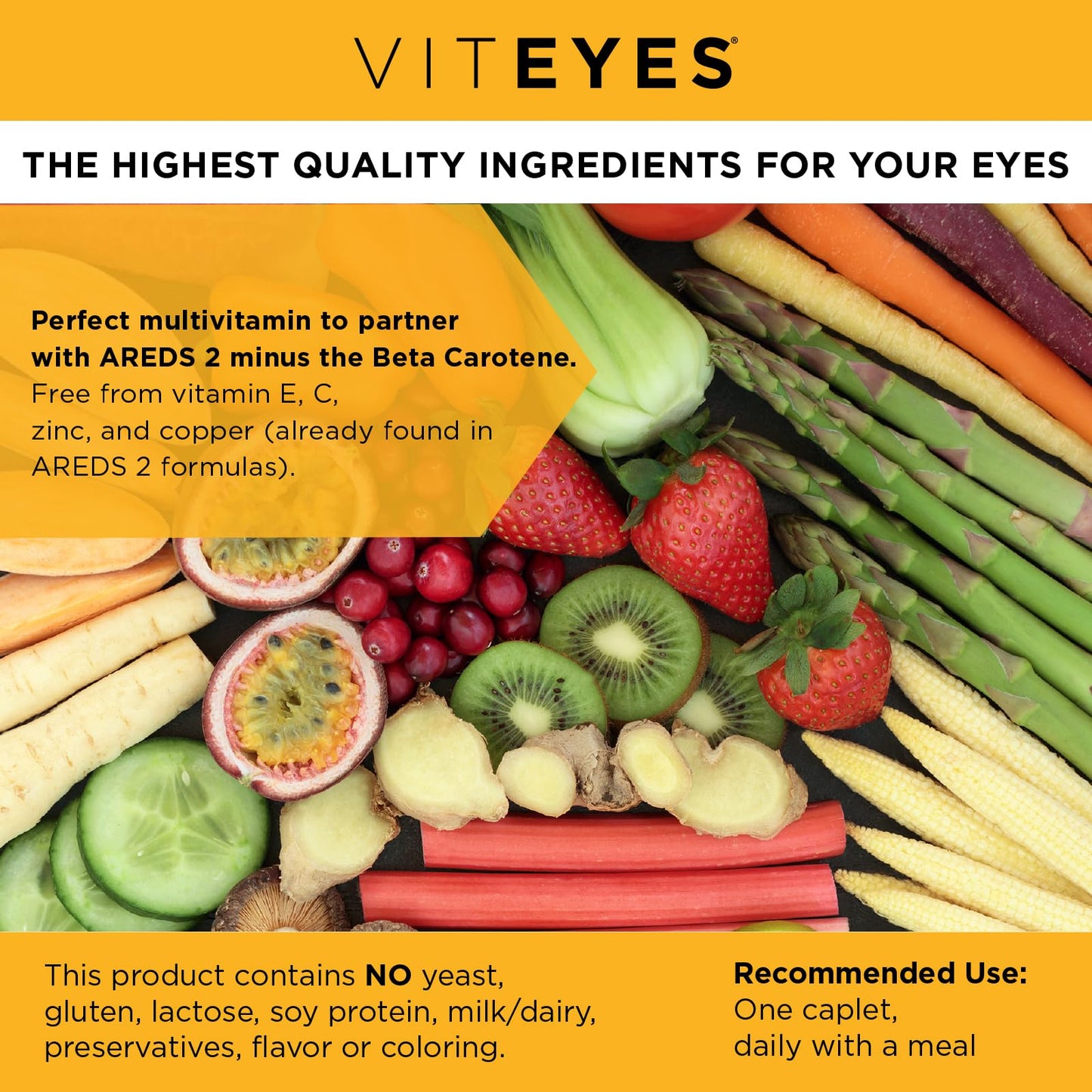 Viteyes Classic AREDS 2 Companion Beta-Carotene Free Multivitamin Supplement Caplets 90