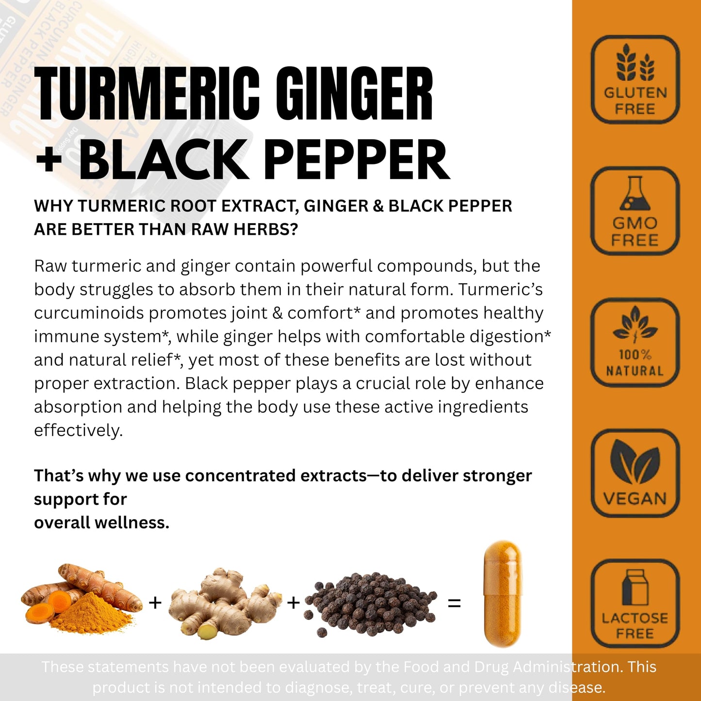 AlturaWise 4 in 1 Organic Turmeric High Strength with Black Pepper and Ginger Active Curcumin 1500mg, Capsules, 90 Count