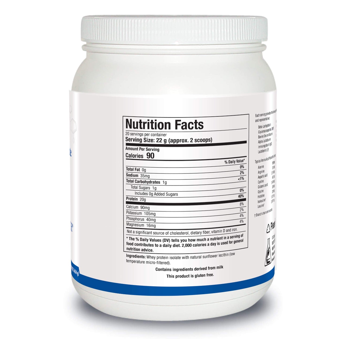 BIOTICS RESEARCH Whey Protein Isolate Unflavored Protein Powder, 16 Servings