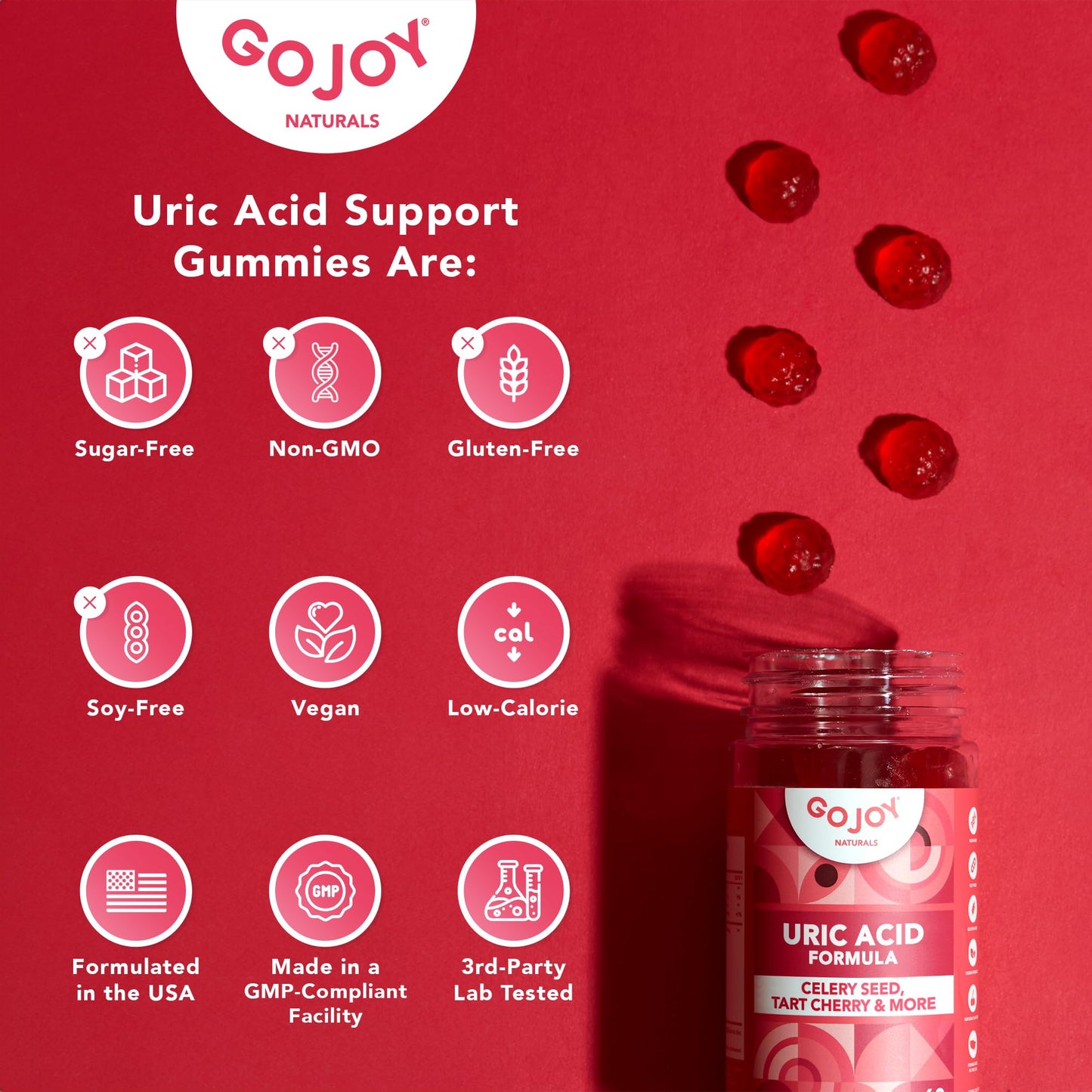 GoJoy Naturals Uric Acid Support Formula Gummies, 60 Count
