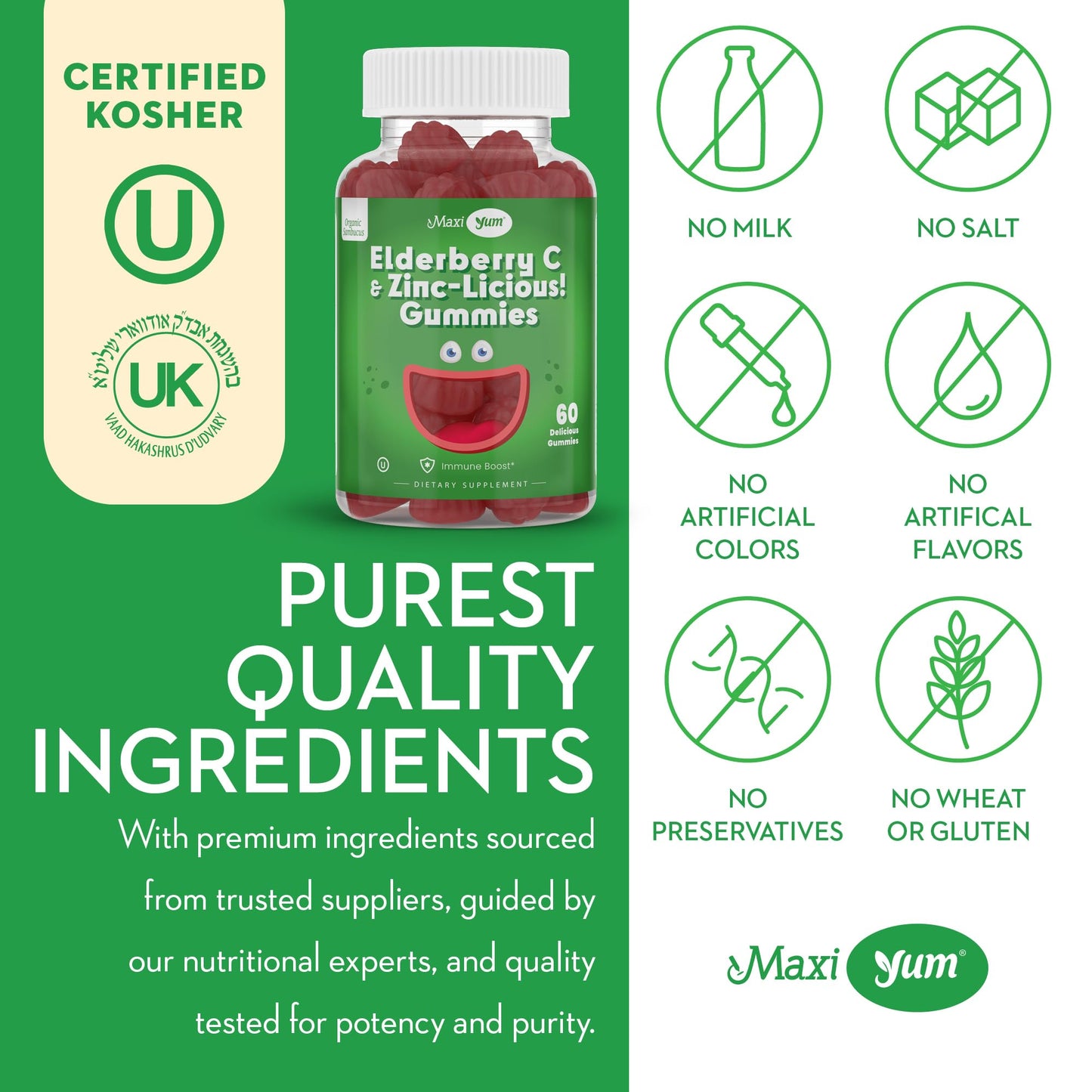 Maxi Health Elderberry Zinc Gummies 60 Count