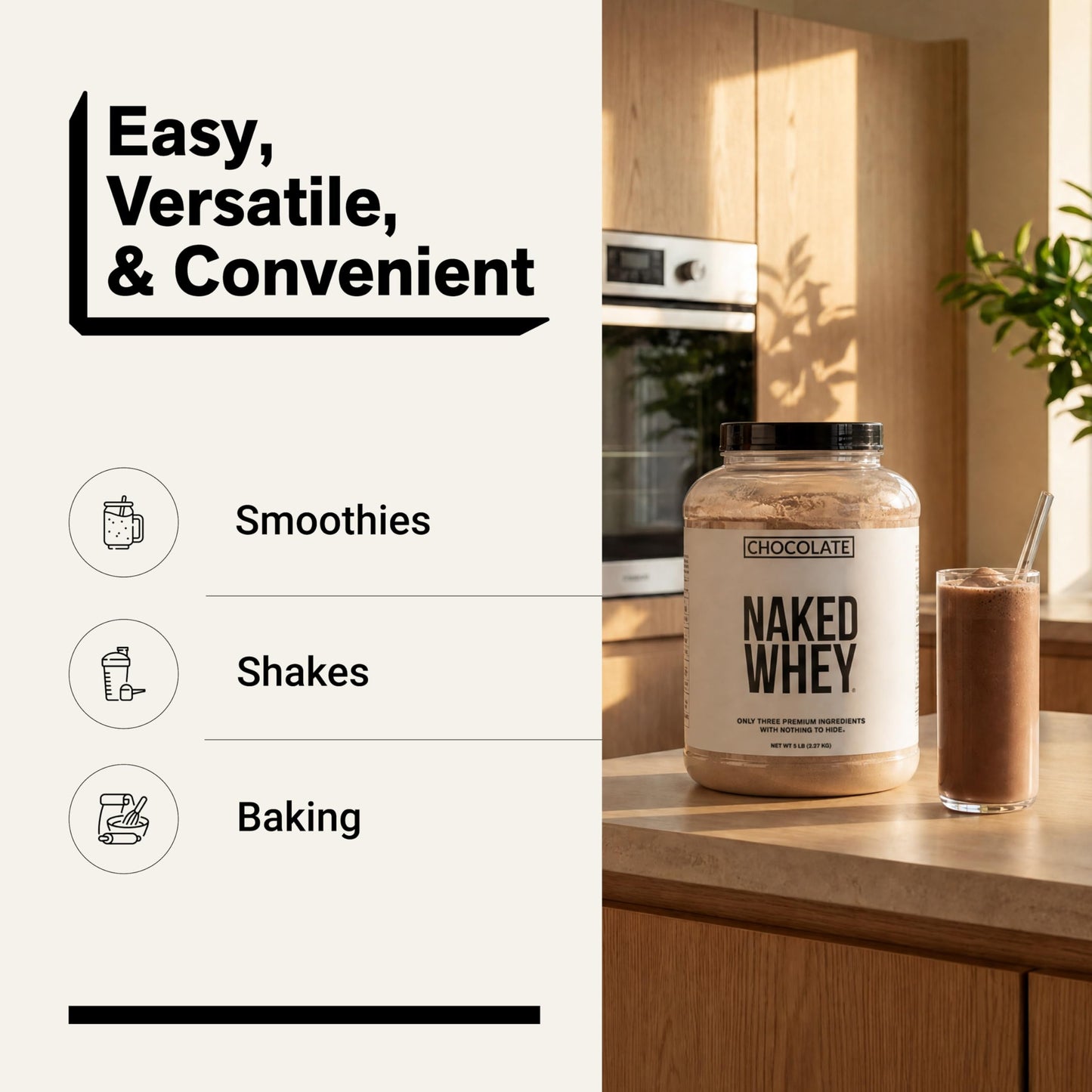 NAKED Whey Protein Powder, Chocolate, 80 Servings