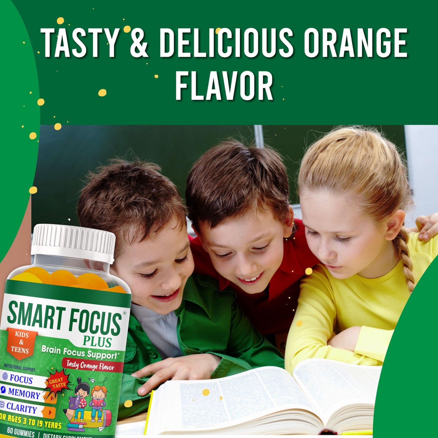 Smart Focus Plus Omega 3 for Kids DHA Focus Gummies, 60 Count
