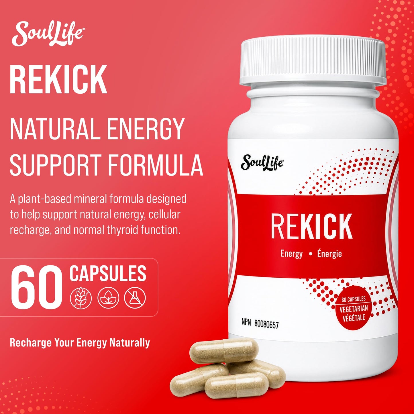 SoulLife REKICK Energy & Thyroid Support Capsules, 60 Count