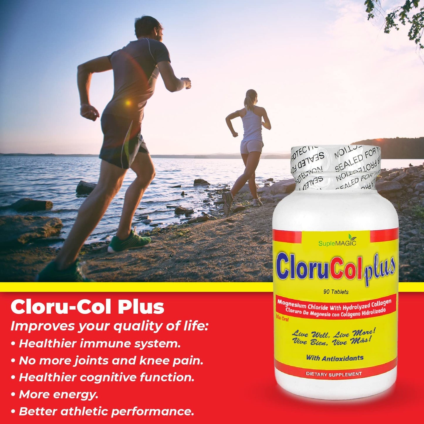 Cloru-Col Plus Magnesium Chloride and 500 mg Hydrolyzed Collagen Tablets, 10 Tablets