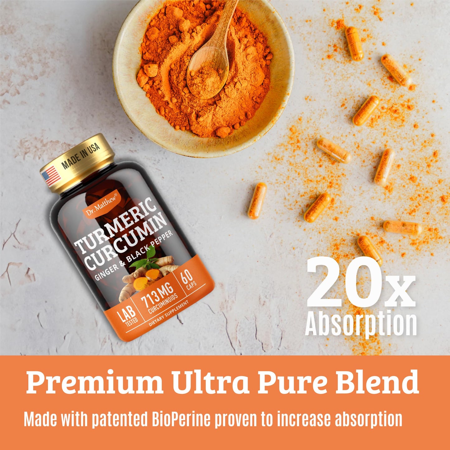 Dr. Matthew Turmeric Curcumin with Black Pepper, 60 Capsules