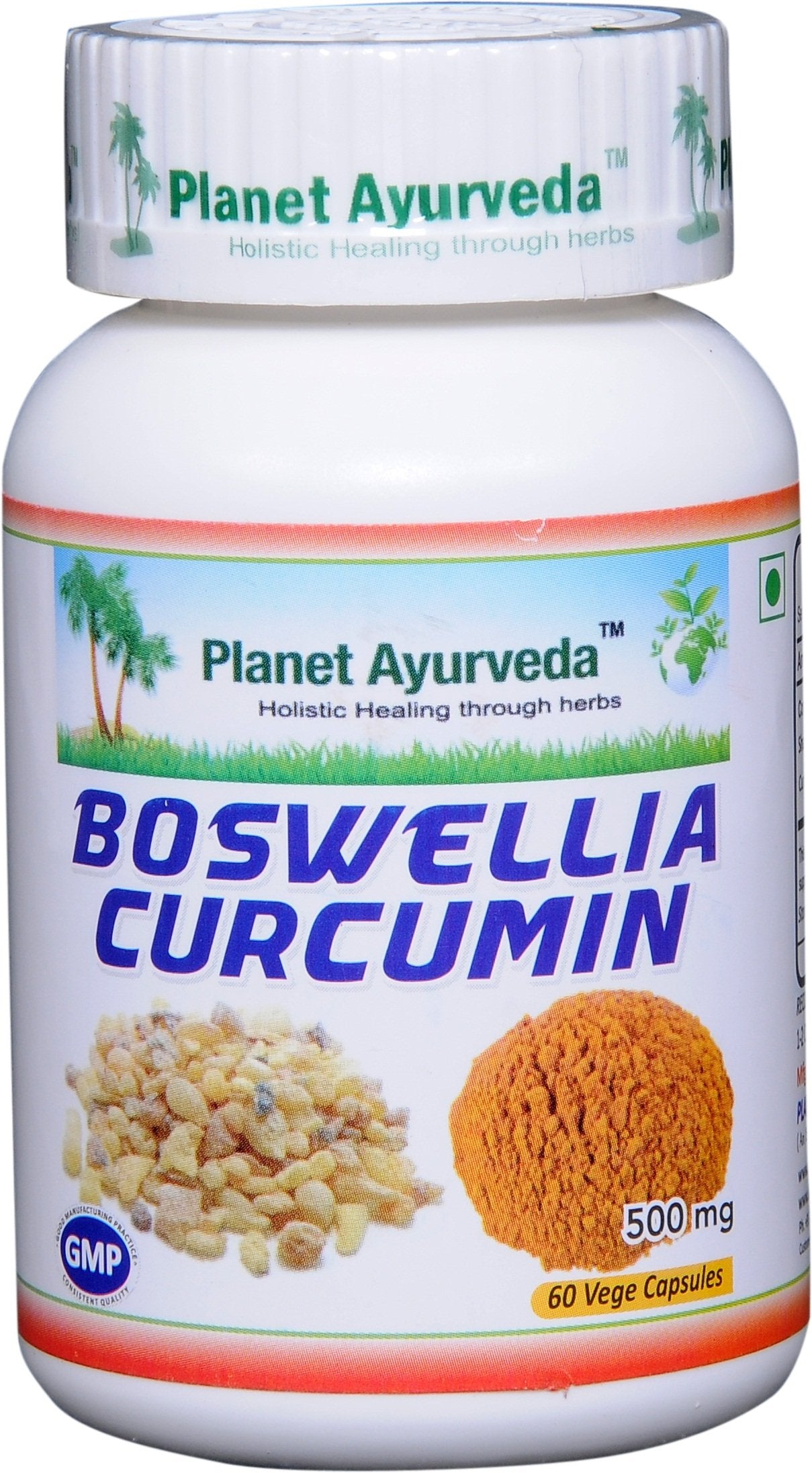 Planet Ayurveda Boswellia Curcumin 500mg Veg Capsules, 2 Bottles
