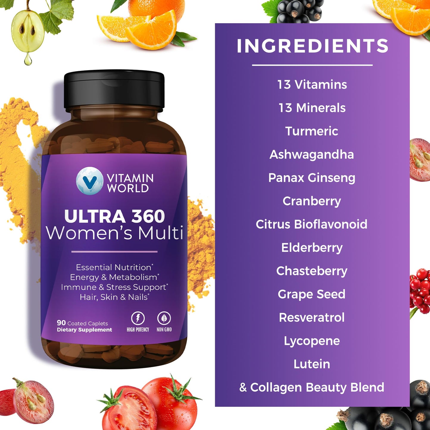 Vitamin World Ultra 360 Multivitamin for Women Caplets 90 Count