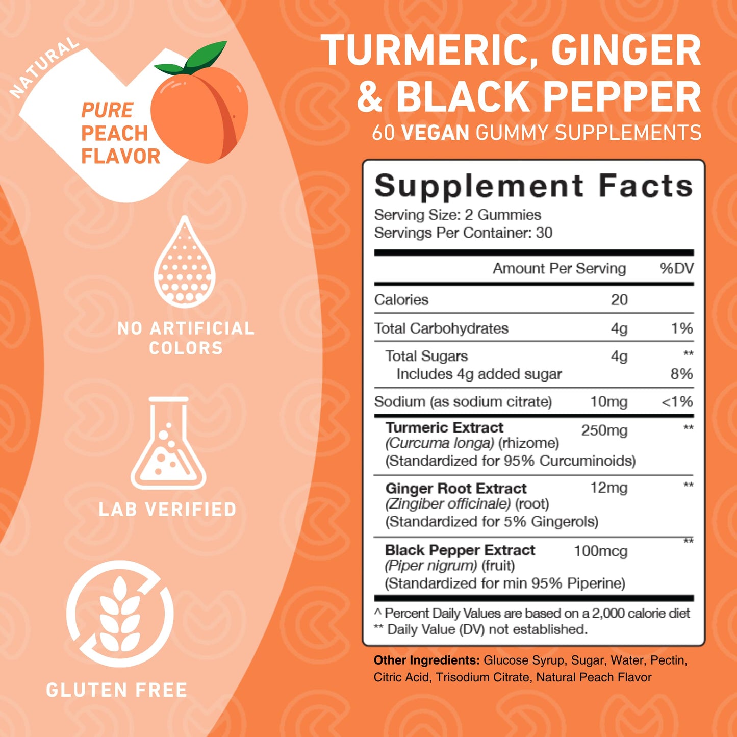 PUREFINITY Turmeric and Ginger Supplement Gummies with Black Pepper, Joint Support Curcumin Chewables, 60 Count