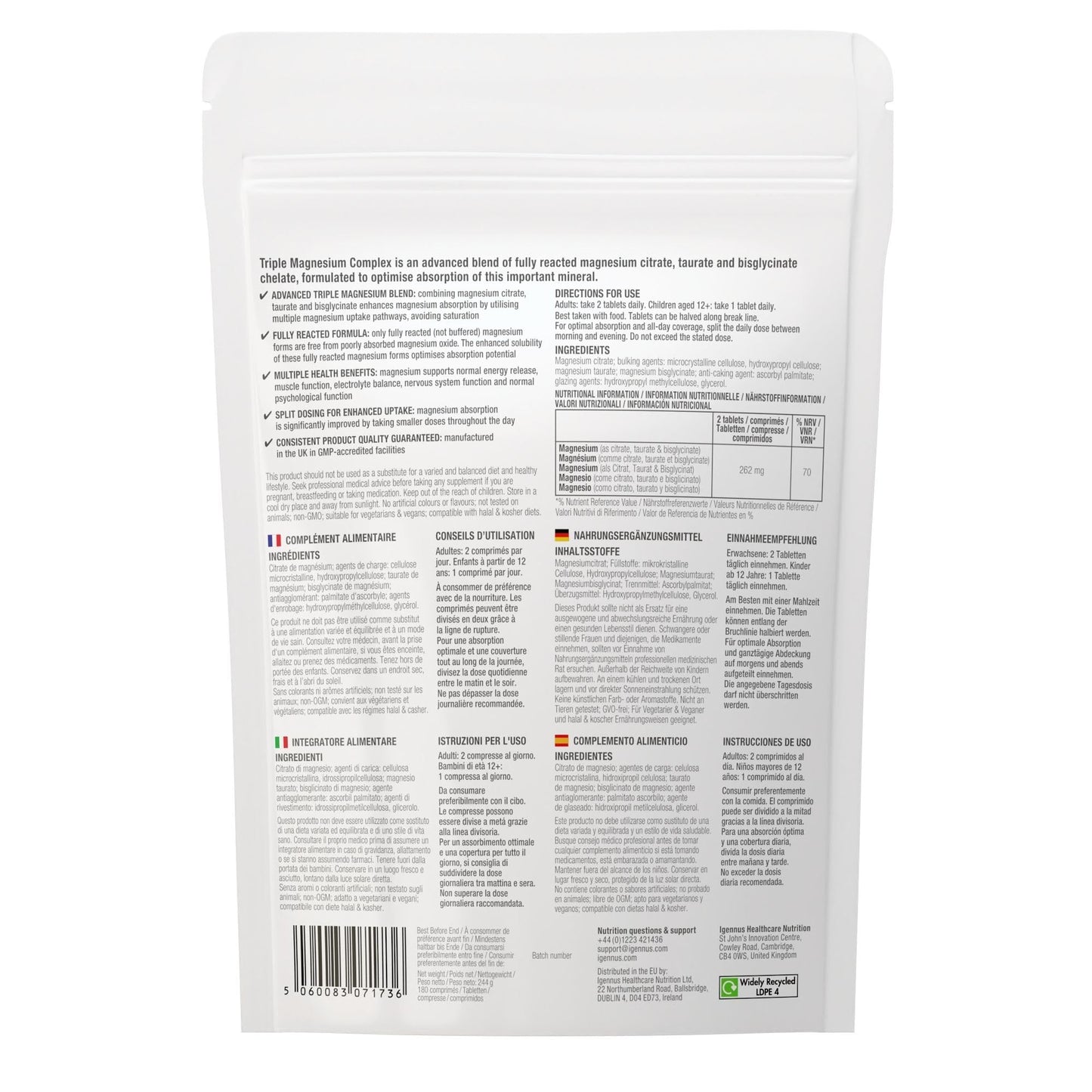Igennus Healthcare Nutrition Triple Magnesium Complex & Zinc Complex, 360 Tablets
