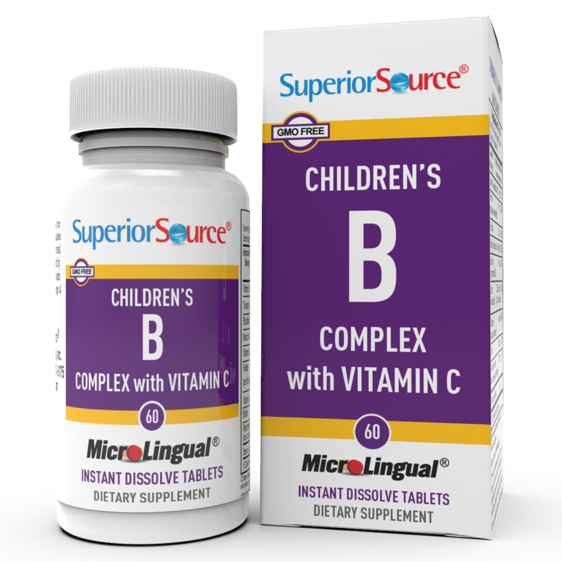 Superior Source Children's B-Complex with Vitamin C Tablets, Instant Dissolve, 60 Count