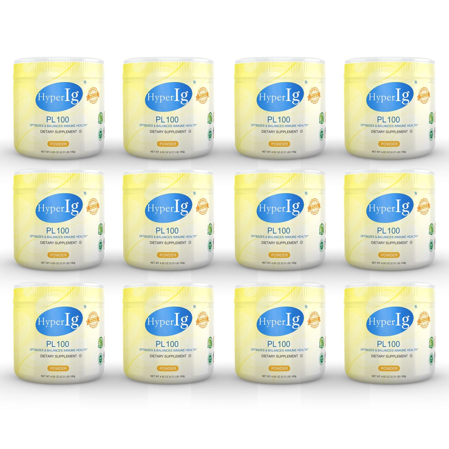 HYPERIG PL-100 Egg Protein Powder, 12 Canisters
