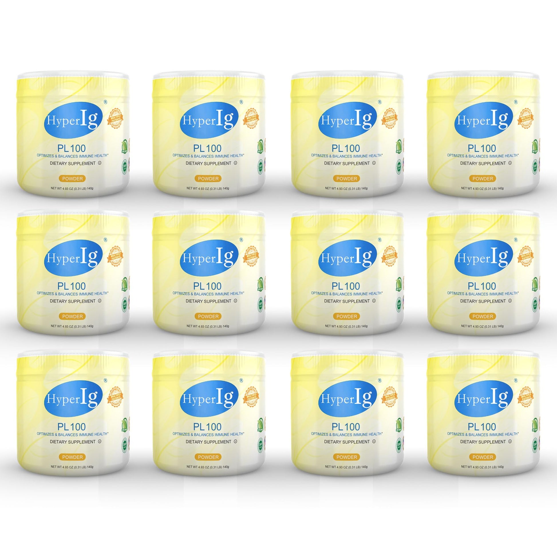 HYPERIG PL-100 Egg Protein Powder, 12 Canisters