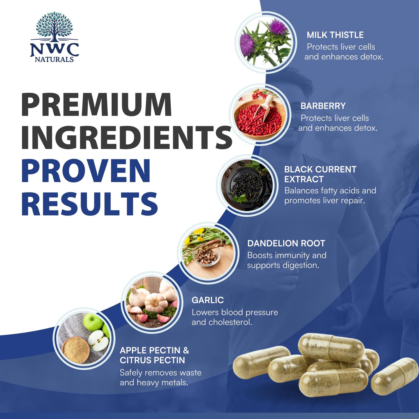 NWC Naturals Transfer-Tox Liver & Kidney Detox and Support Milk Thistle Detox Cleanse Liver Support Supplement for Vital Health & Kidney Function for Men & Women Vegetarian Approved 90 Capsules