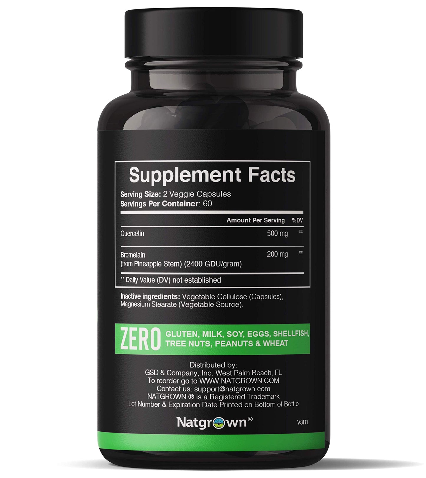 Natgrown Quercetin with Bromelain Supplement Complex Capsule, 240 Count