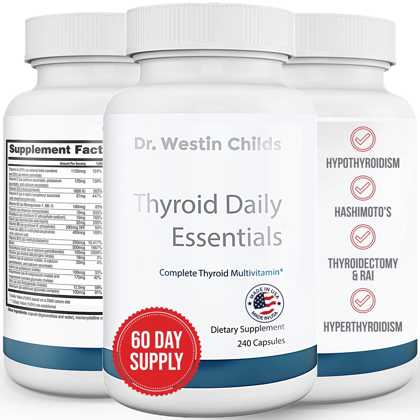 Dr. Westin Childs Thyroid Daily Essentials Multivitamin Capsules 240 Count