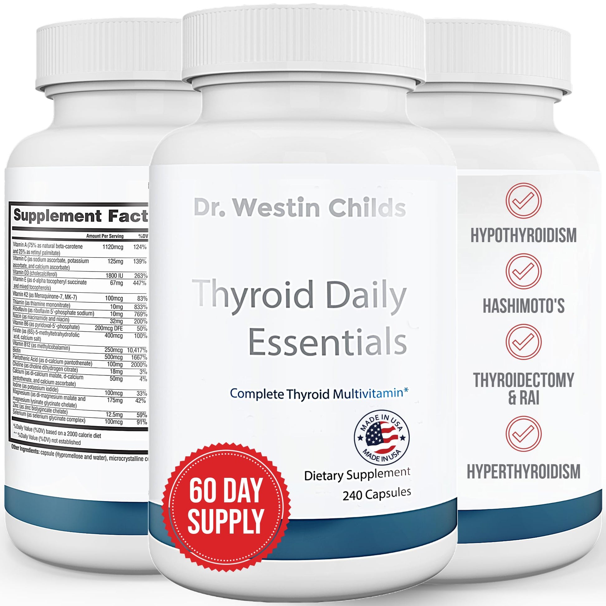 Dr. Westin Childs Thyroid Daily Essentials Multivitamin Capsules 240 Count
