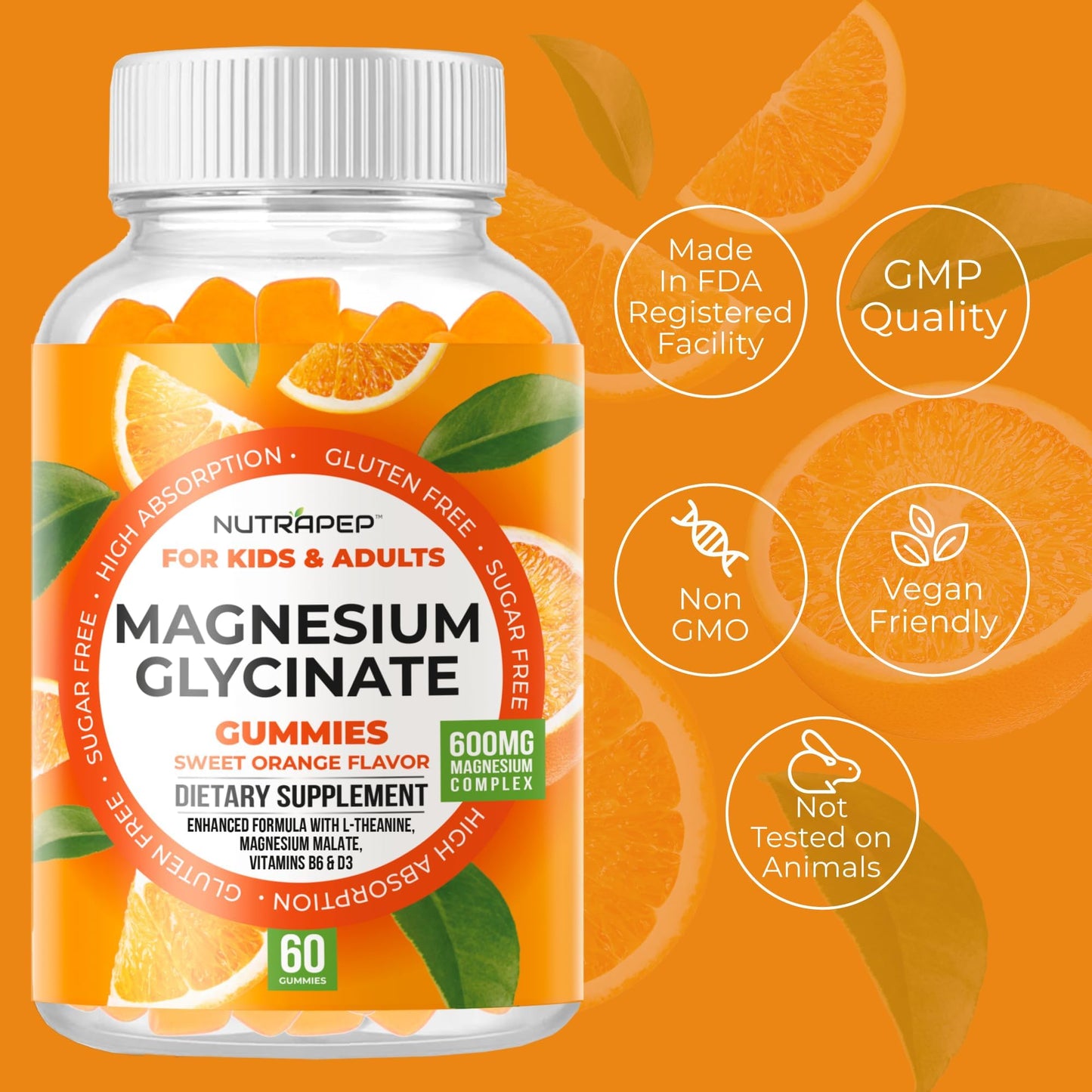 NutraPep Magnesium Glycinate Gummies 120 Count