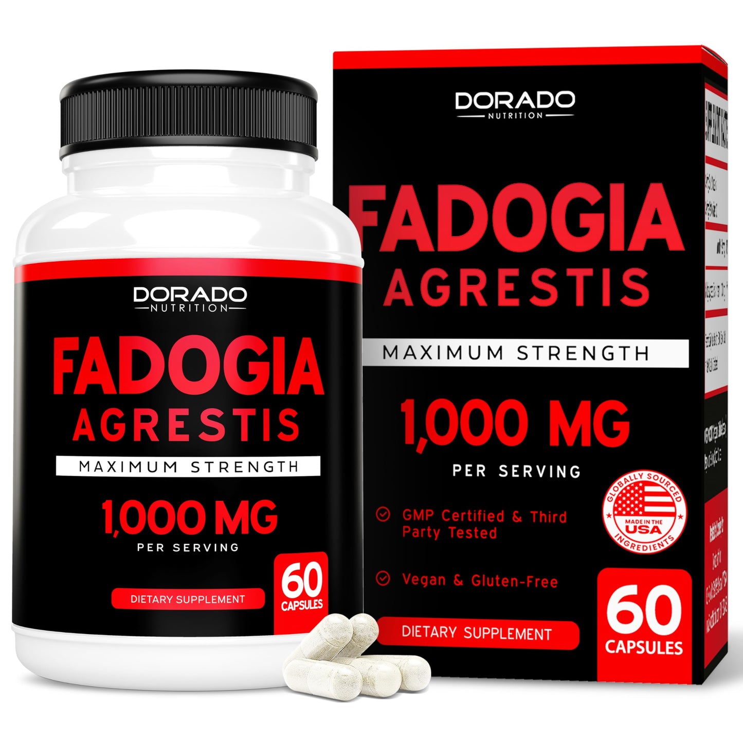 DORADO NUTRITION Fadogia Agrestis Extract 1000mg Capsules, 60 Count