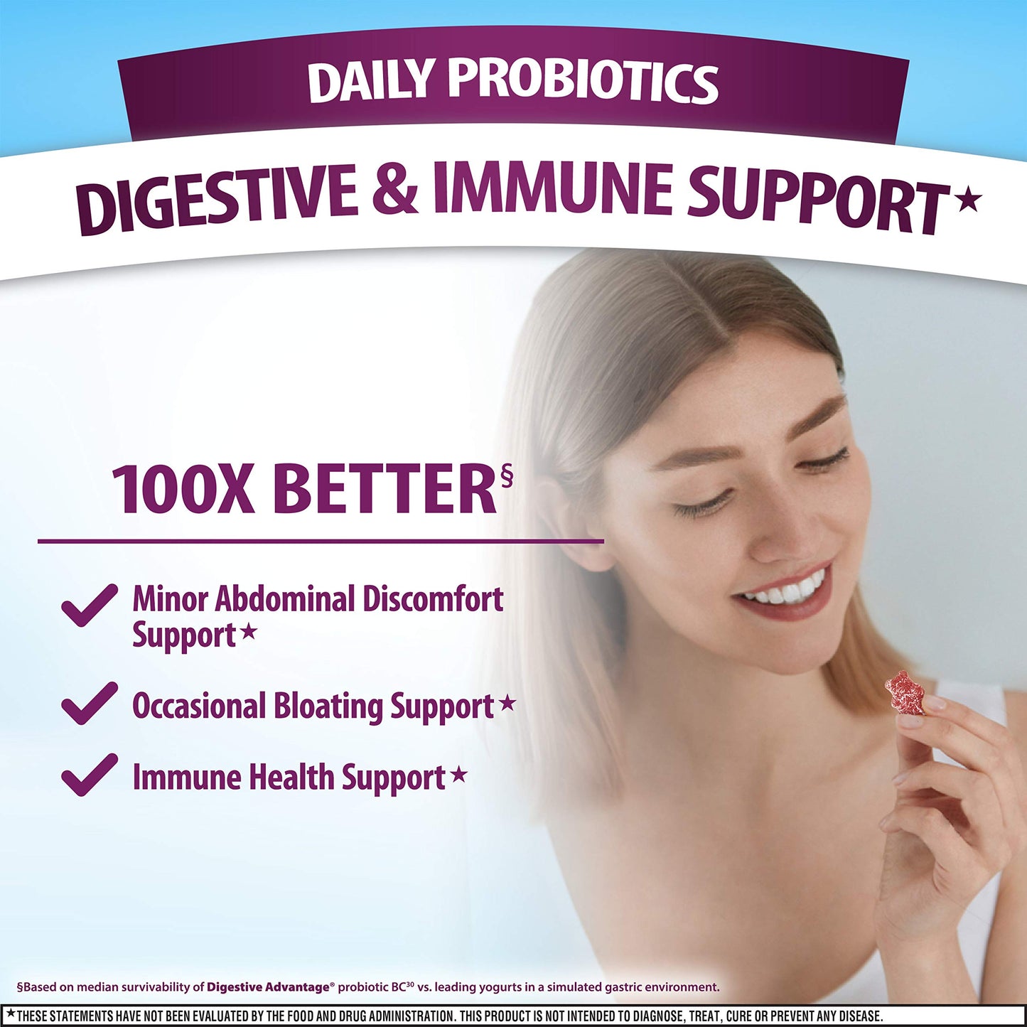 Digestive Advantage Probiotic Gummies for Digestive Health, 90 Gummies