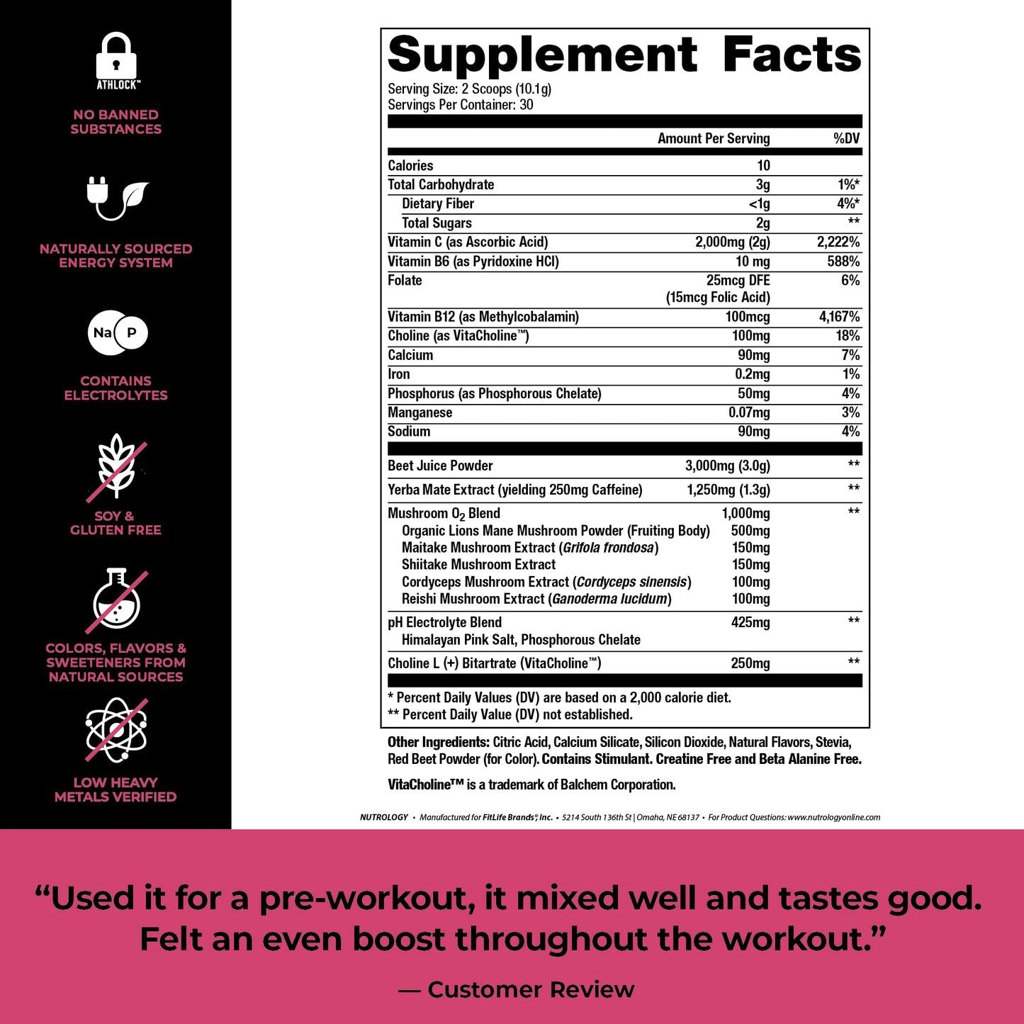 Nutrology Beet Natural O2 Pre Workout Powder (22.415)