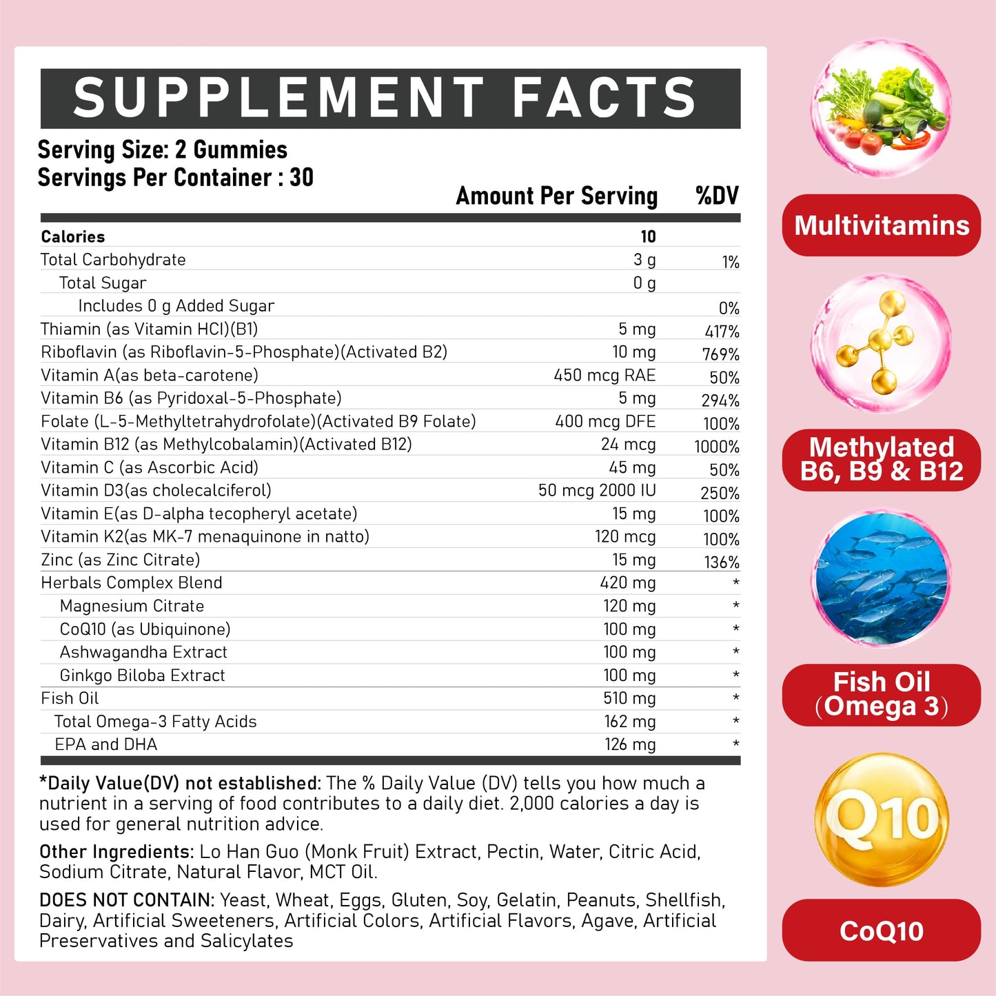 ZEGBALP Methylated Multivitamin with B Complex for Women Gummy 120 Gummies