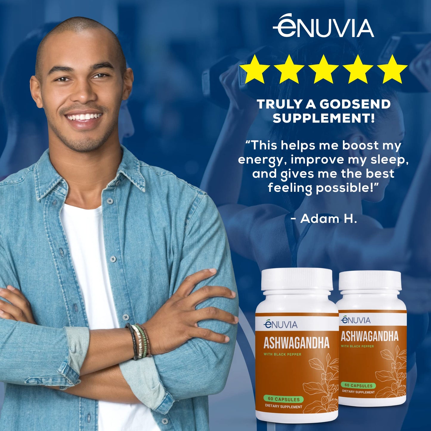Enuvia Ashwagandha Supplement Capsules 60 Count