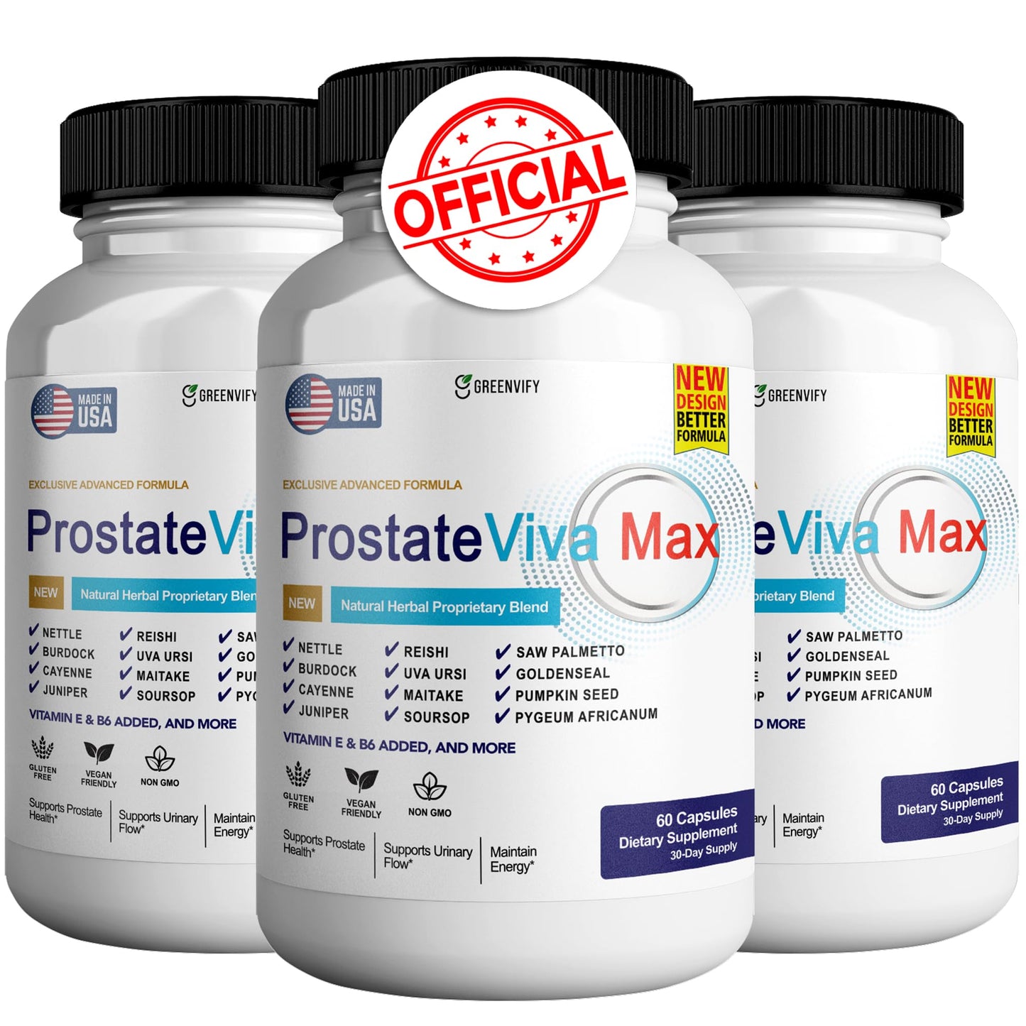 GREENVIFY ProstateViva Max Prostate Supplements for Men Capsules, Maximum Strength, All Natural to Support Normal & Healthy Function, 240 Capsules