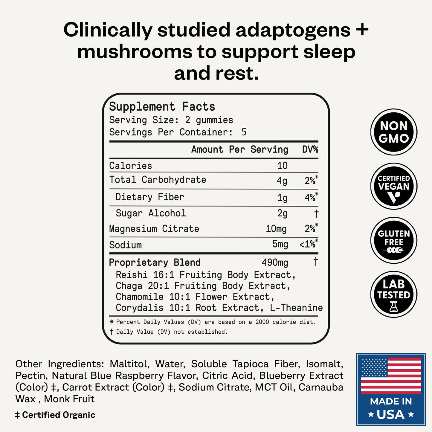 SuperMush Daily Sleep Melatonin-Free Sleep Aid Gummies 10 Count