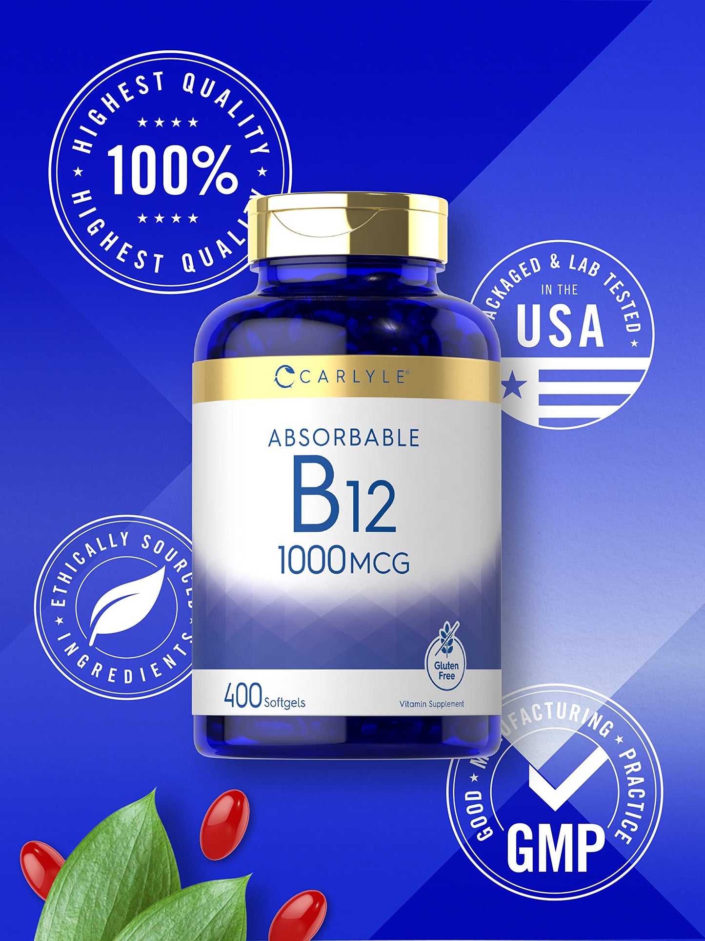 Carlyle Vitamin B12 1000 mcg Absorbable, 400 Softgels