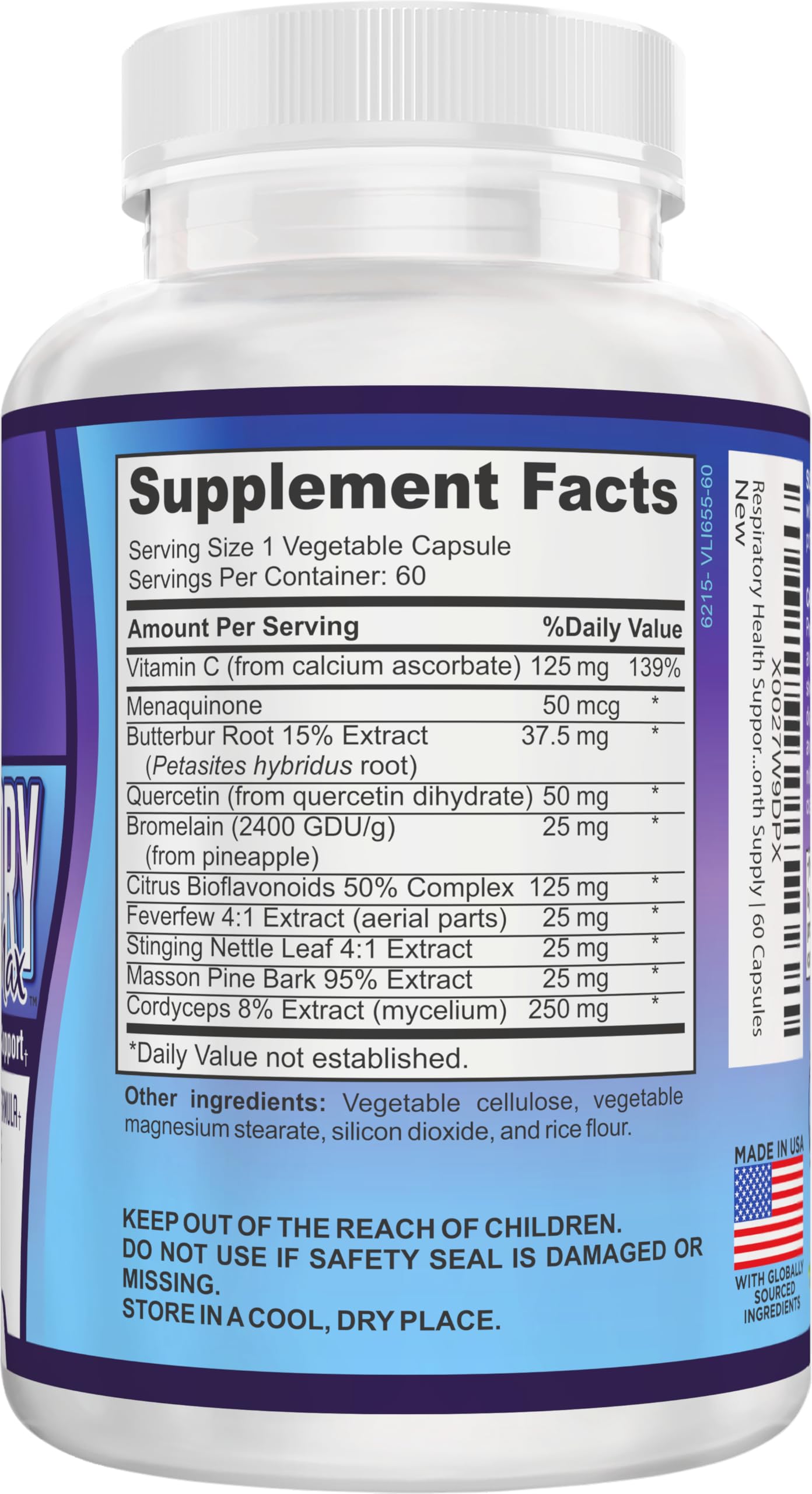 Elevate Recovery Supplements Respiratory-Max Lung & Respiratory Support Supplements 60 Capsules
