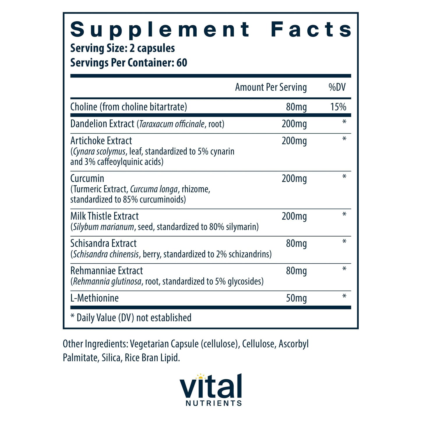 Vital Nutrients Liver Support Milk Thistle and Curcumin Capsules, 120 Count