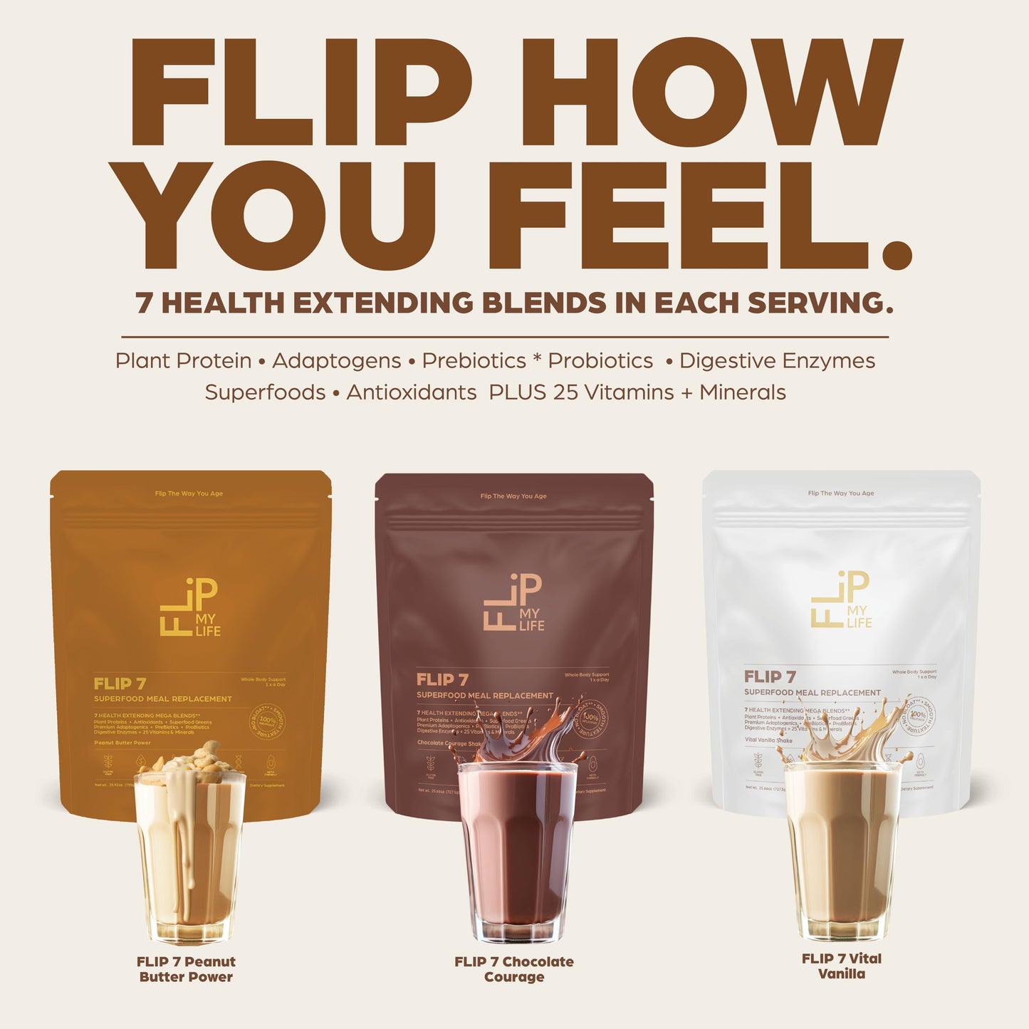 Flip My Life Flip 7 Natural SuperFood Vanilla Powder 25.6 oz