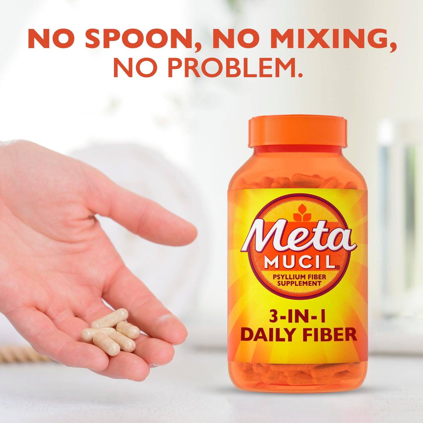 Metamucil Psyllium Husk GLP-1 Friendly Fiber Capsules, 300 Capsules