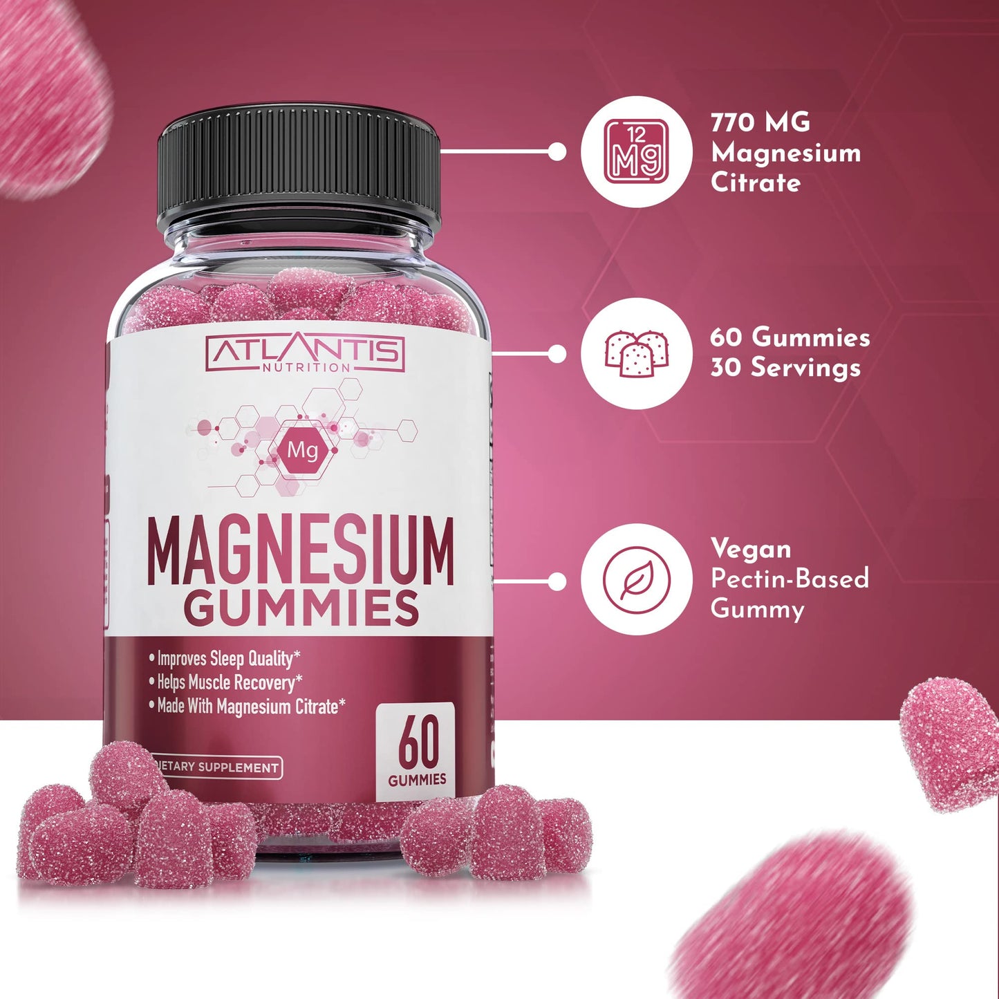 Atlantis Nutrition Magnesium & Ashwagandha Gummies, 60 Gummies