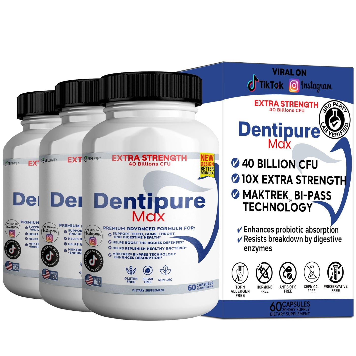 GREENVIFY Dentipure Max Probiotic Supplement Capsules 180