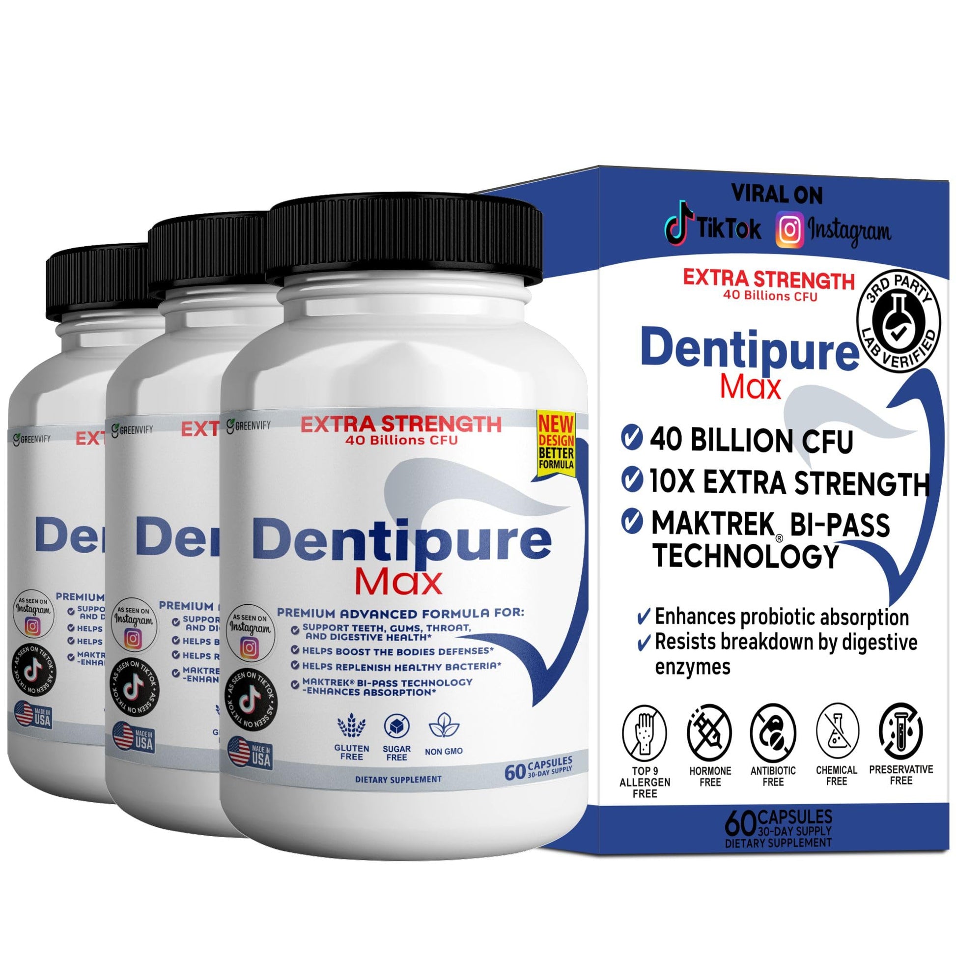 GREENVIFY Dentipure Max Probiotic Supplement Capsules 180