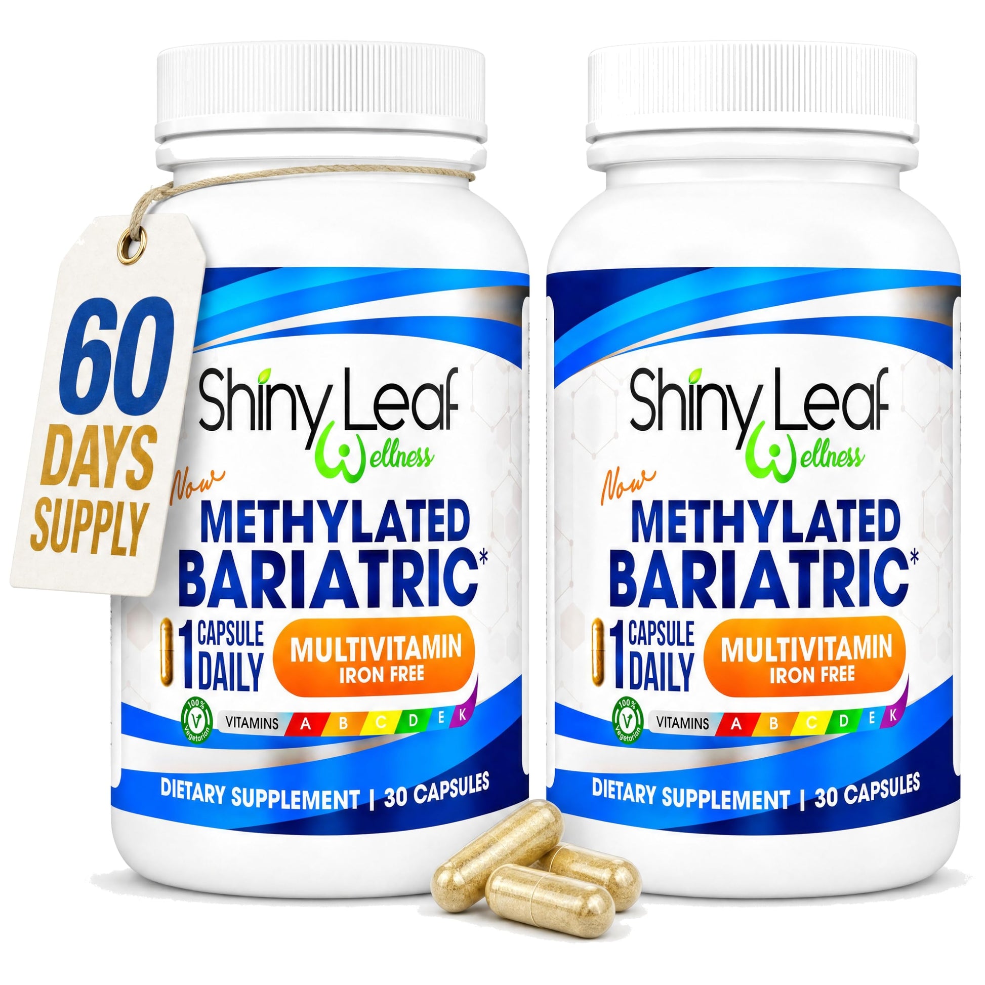Shiny Leaf Bariatric Multivitamin Without Iron, Methylated B12 Capsule, 60 Count