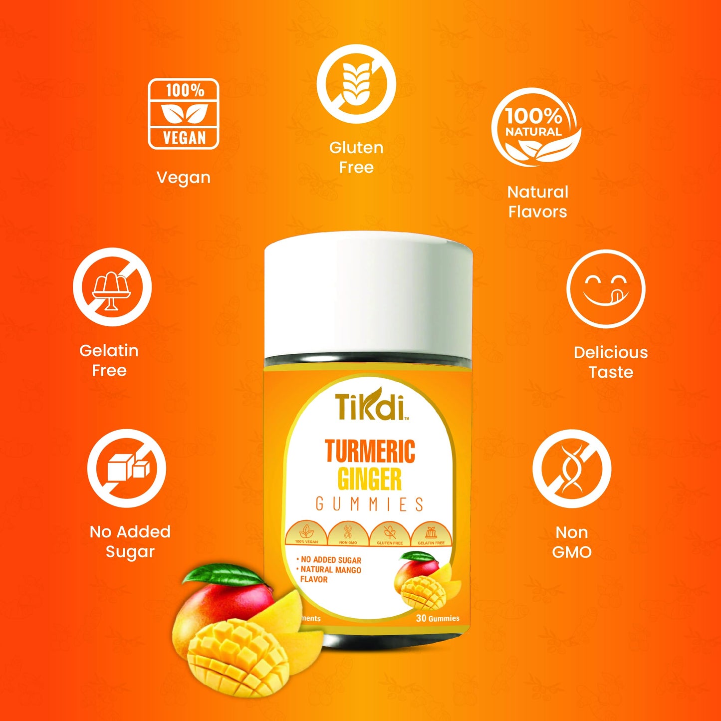TIKDI Turmeric Ginger Gummies 30 Count