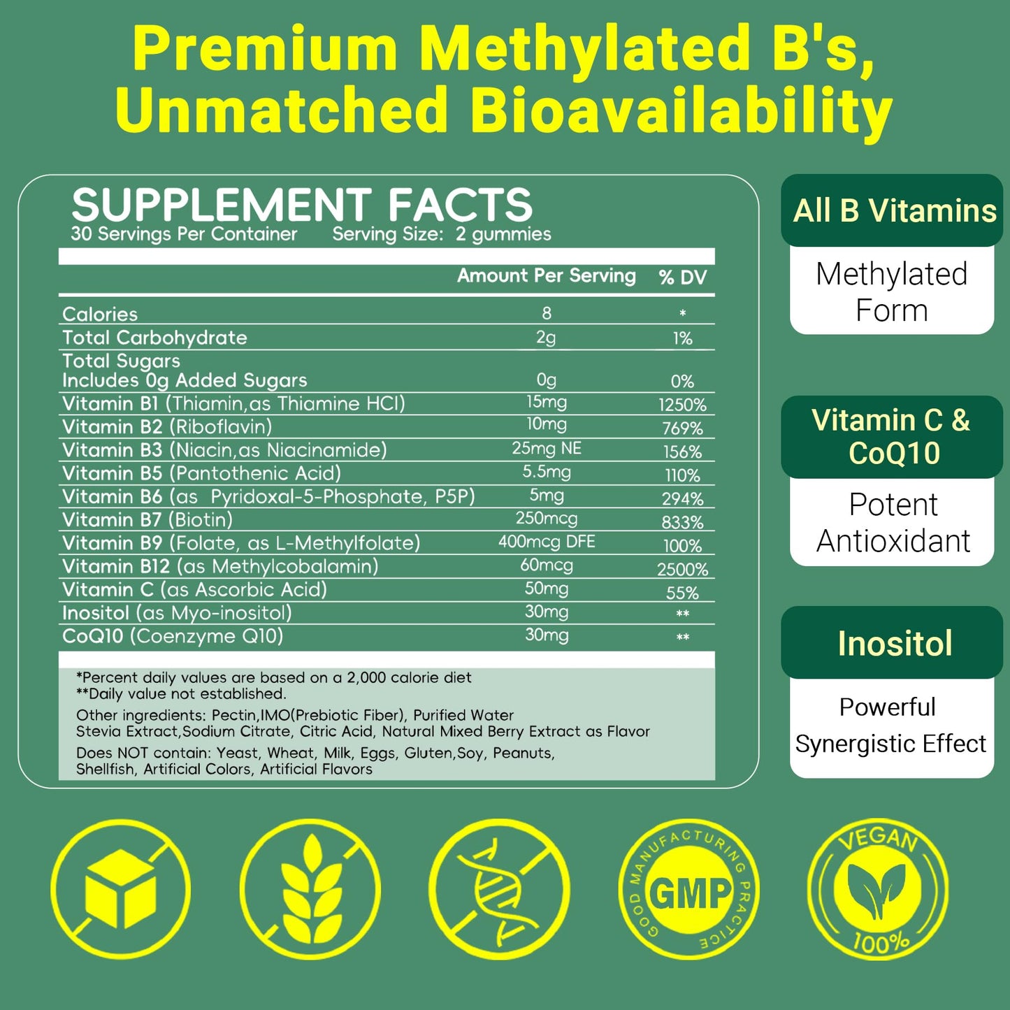 Herbovella Methylated Vitamin B Complex Gummies, 60 Count