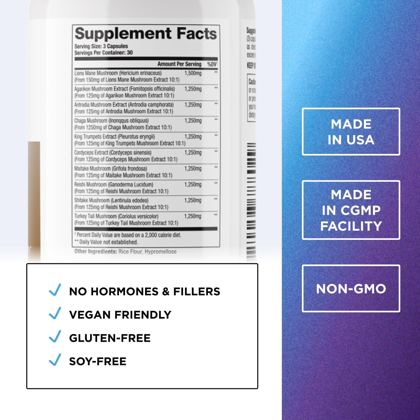 DR. EMIL NUTRITION 10 Mushroom Supplement for Mental Clarity, Focus & Immune Support Capsule, 1 Count