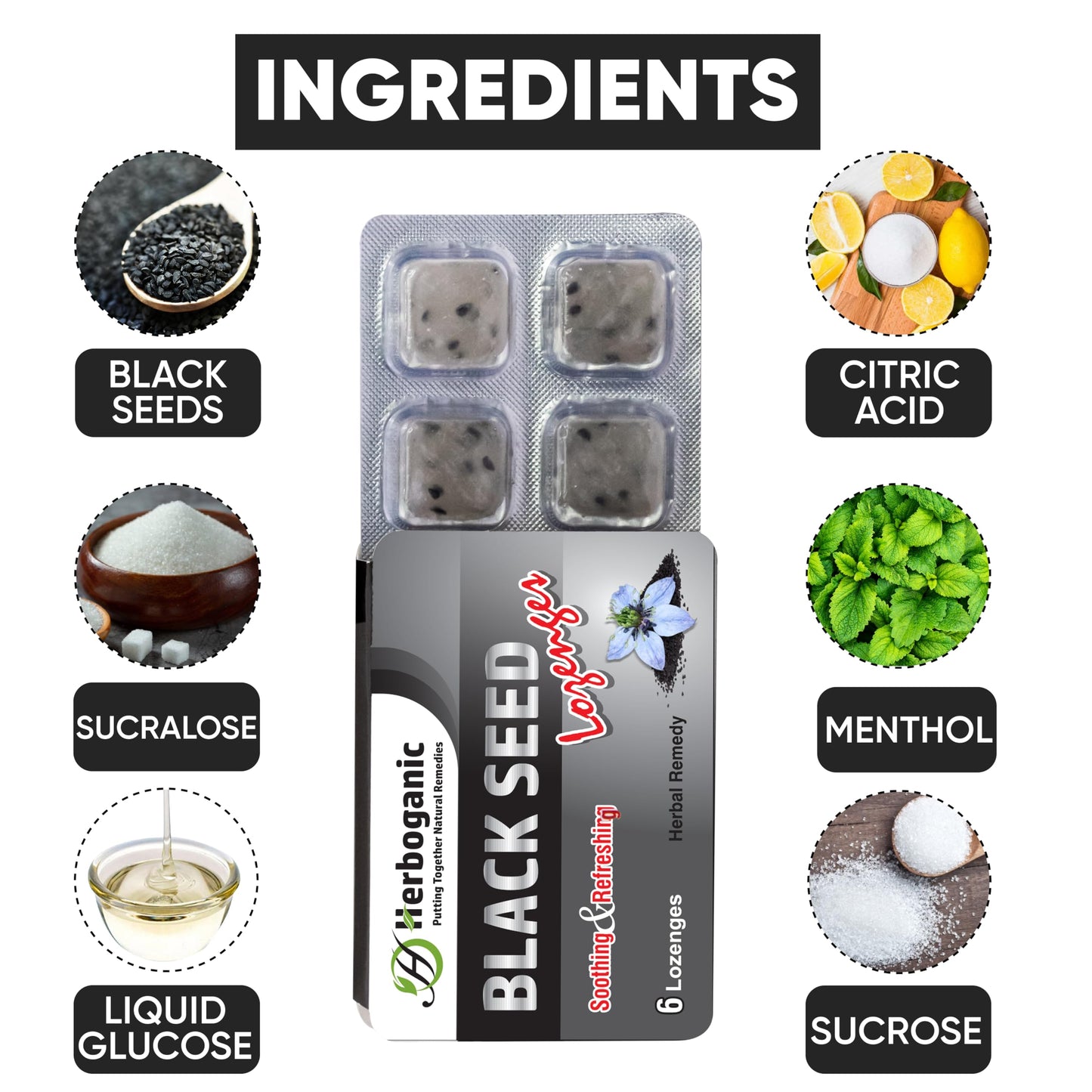 HERBOGANIC Black Seed Lozenges Tablet, 120 Tablets