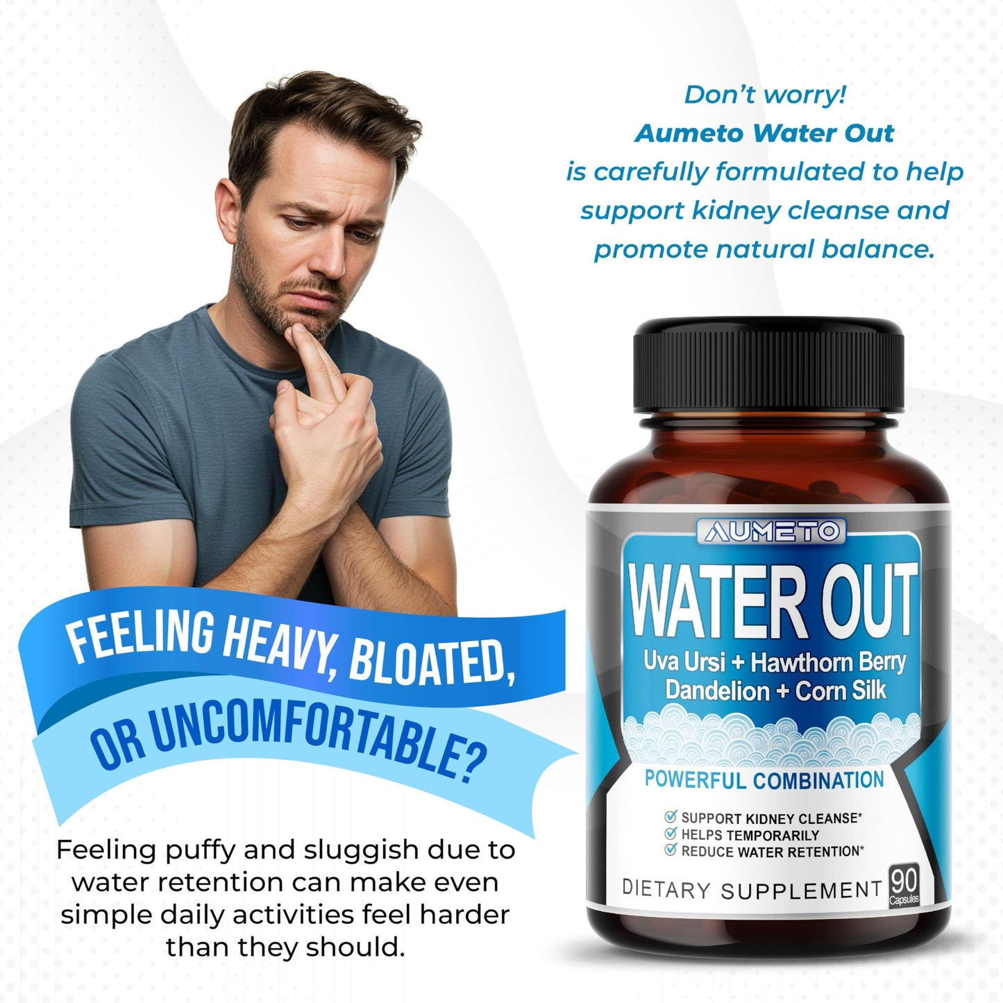 AUMETO Ultra Natural Water Out Capsules 90 Count