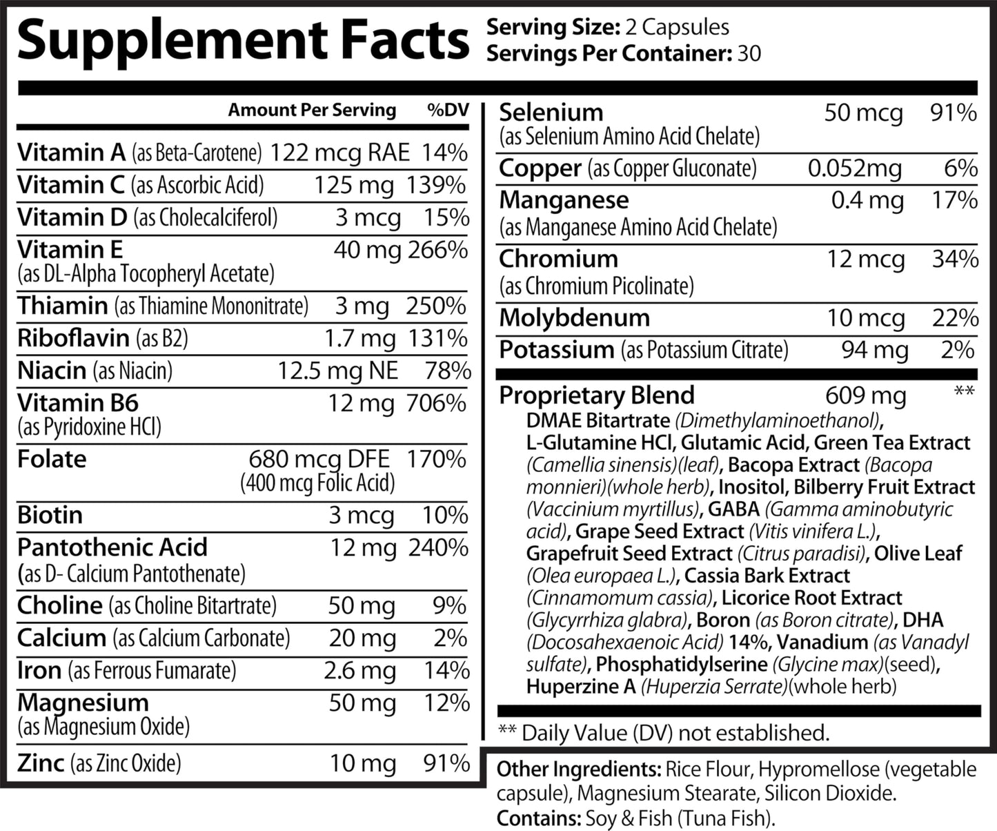 Bradeson Naturals Brain Booster Supplement for Focus, Memory, Clarity, and Energy 60 Capsules